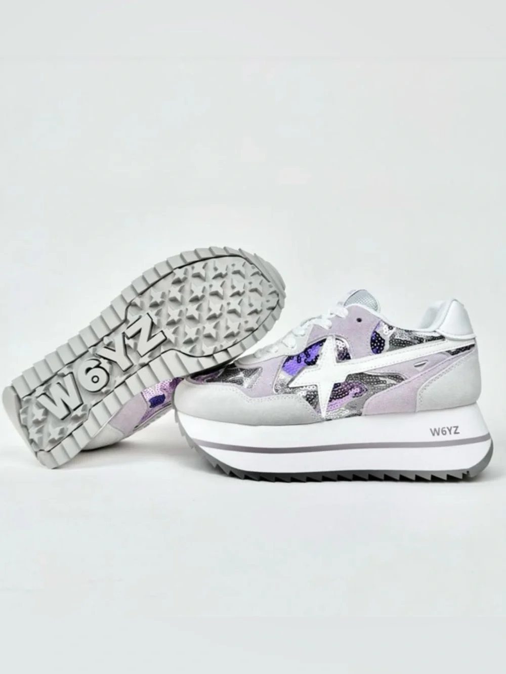 NWT W6yz Wizz Deva Grey Lilac Platform Sneakers Women Sz 7,5 - Picture 4 of 13